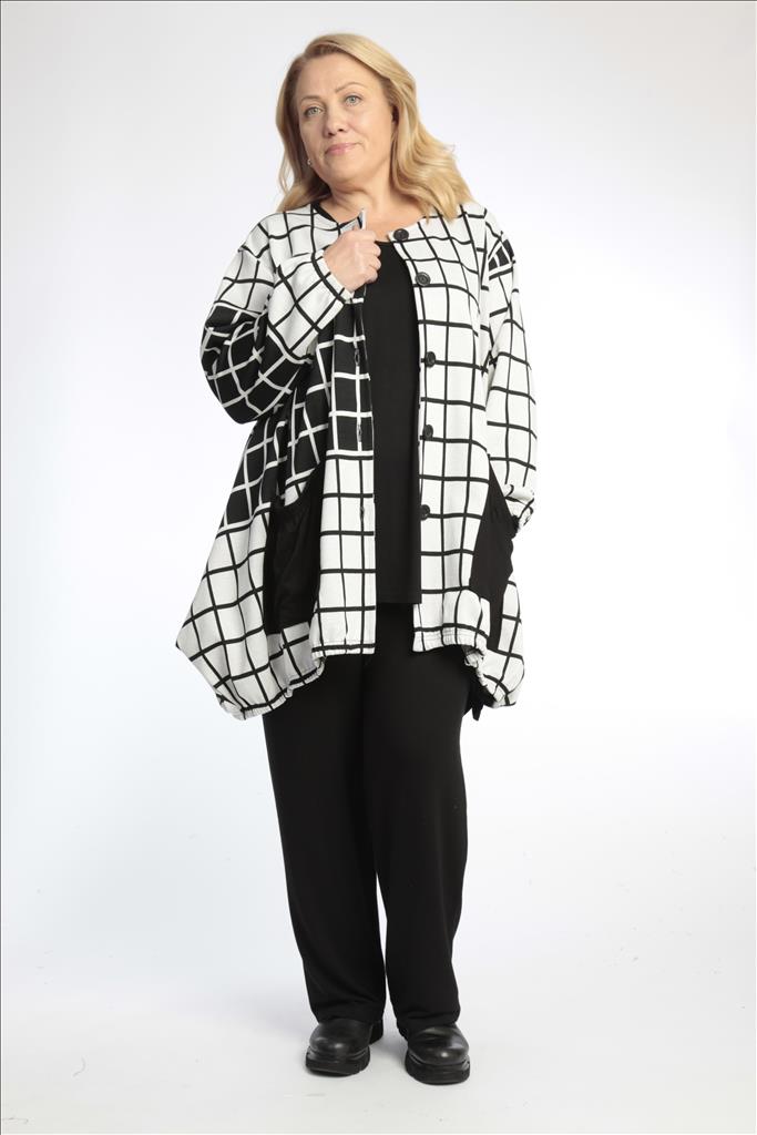 Winter jacket in balloon shape made of smooth jacquard quality, Shadow in black and off-white