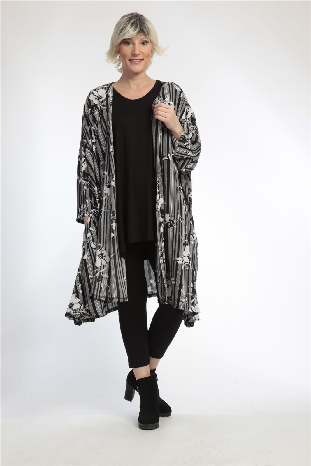 Sommer Jacke in  Form aus er Chiffon Qualität, Zera in Schwarz-Weiß