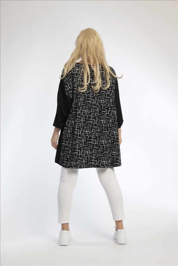 Summer big shirt in A-shape made of Bengaline quality, Robin in black and white