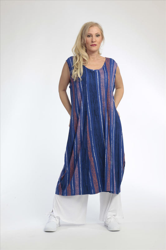 Summer dress in balloon shape made of soft jersey quality, Florida in royal blue-multi