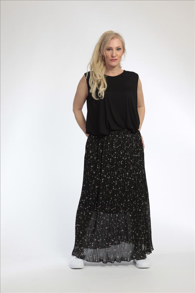 Summer skirt in a straight shape made of pleated quality, Violla-Small in black-multi