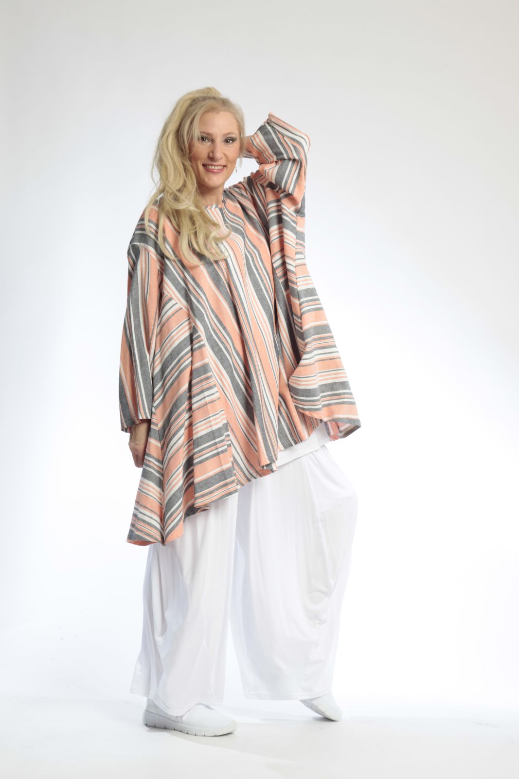 Summer big shirt in A-shape made of airy linen look quality, Candy in orange