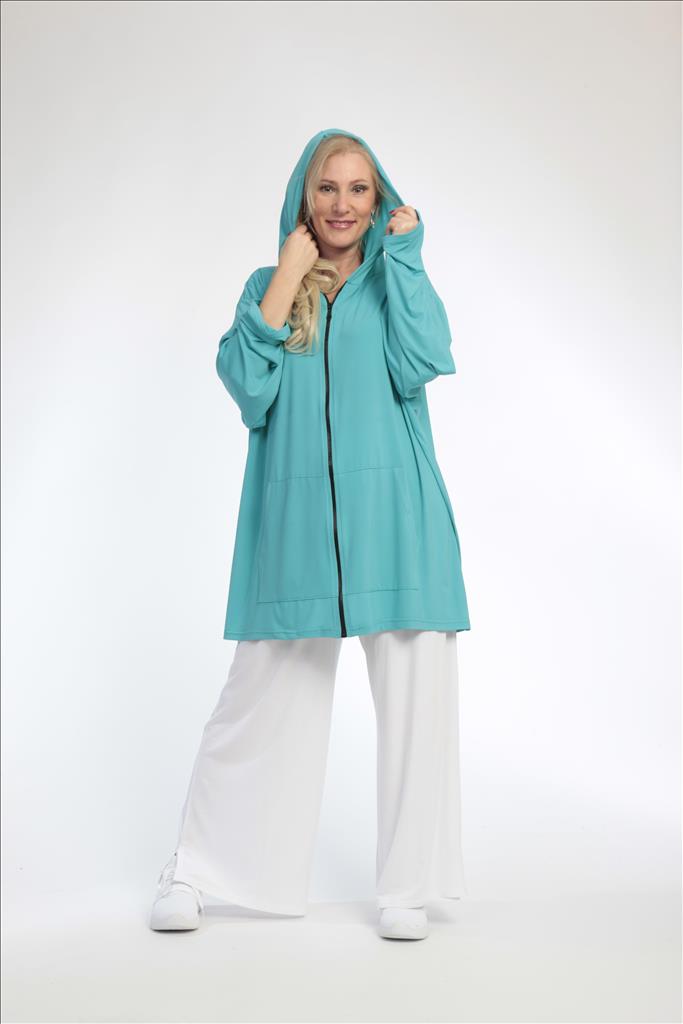 Summer jacket in a straight shape made of Slinky quality, Feline Slinky in turquoise