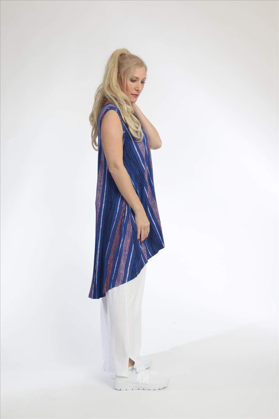 Summer tunic in A-shape made of soft jersey quality, Florida in royal blue-multi
