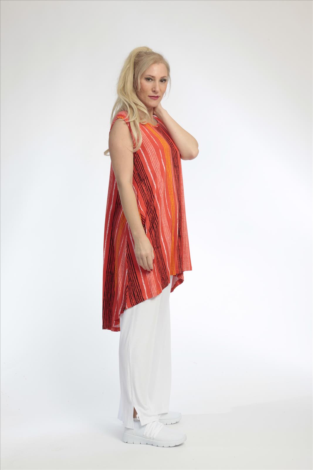 Sommer Tunika in A-Form aus weicher Jersey Qualität, Florida in Orange-Multi