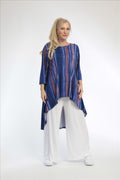 Sommer Shirt in Vokuhila Form aus weicher Jersey Qualität, Florida in Royalblau-Multi