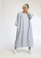Summer dress in a straight shape made of airy poplin quality, Jenny in light blue and white