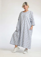 Summer dress in a straight shape made of airy poplin quality, Jenny in light blue and white