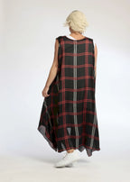 Summer tunic in A-shape made of airy chiffon quality, Mira in black and red