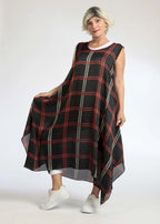Summer tunic in A-shape made of airy chiffon quality, Mira in black and red