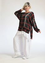 Summer shirt in a straight shape made of airy chiffon quality, Mira in black and red