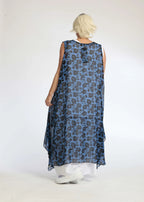 Summer tunic in A-shape made of airy chiffon quality, Samara in blue-black