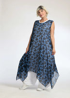 Summer tunic in A-shape made of airy chiffon quality, Samara in blue-black