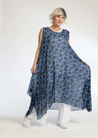 Summer tunic in A-shape made of airy chiffon quality, Samara in blue-black