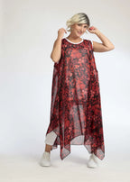 Summer tunic in A-shape made of airy chiffon quality, Eden in red-black
