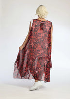 Summer tunic in A-shape made of airy chiffon quality, Eden in red-black