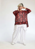 Summer shirt in a straight shape made of airy chiffon quality, Eden in red-black