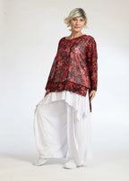 Summer shirt in a straight shape made of airy chiffon quality, Eden in red-black