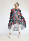 Summer big shirt in mullet shape made of airy chiffon quality, novella in black-red-blue