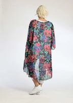 Summer big shirt in mullet shape made of airy chiffon quality, novella in black-red-blue