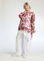Summer shirt in a straight shape made of airy chiffon quality, Rania in rose pink