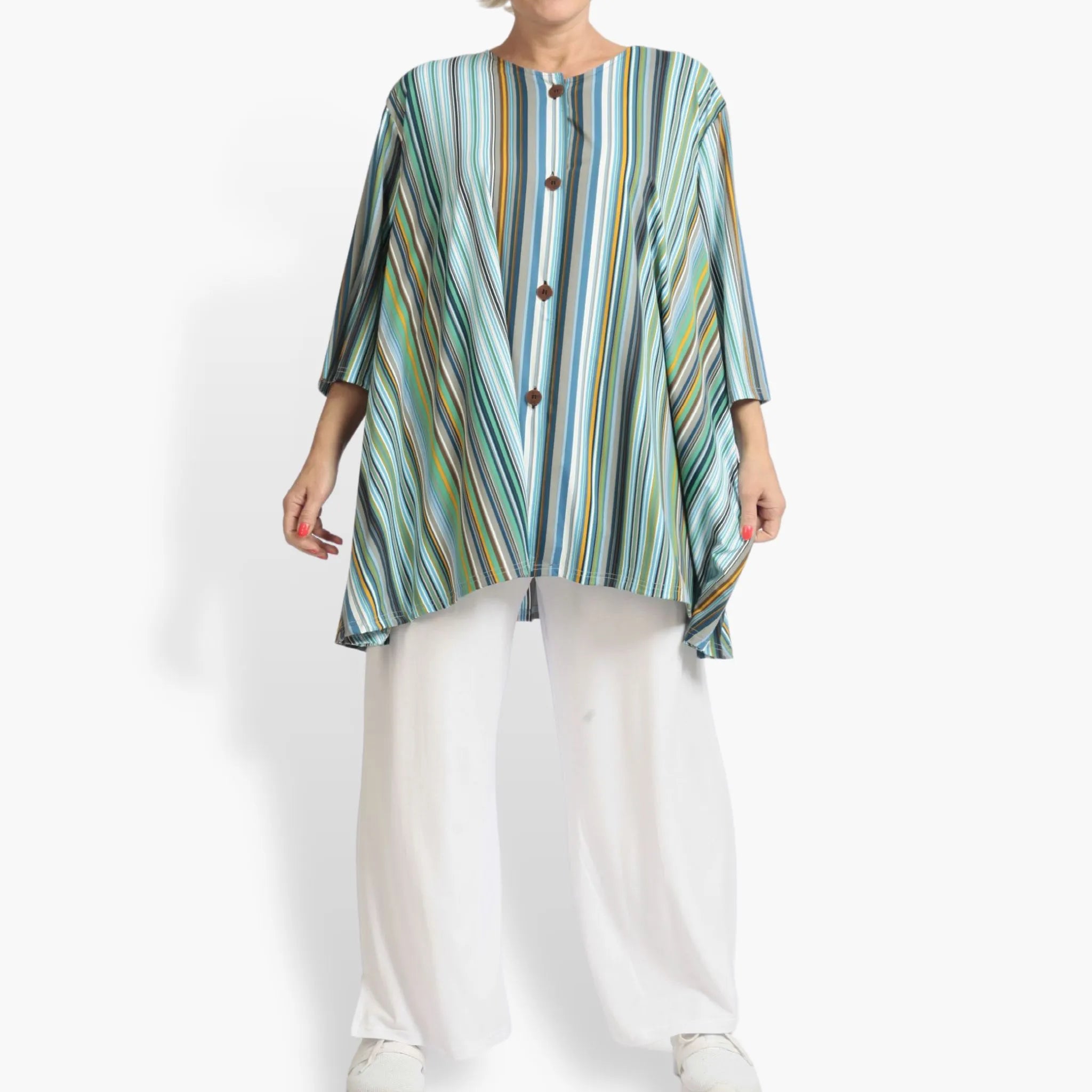 Summer jacket in A-shape made of stretcher Slinky quality, River in blue