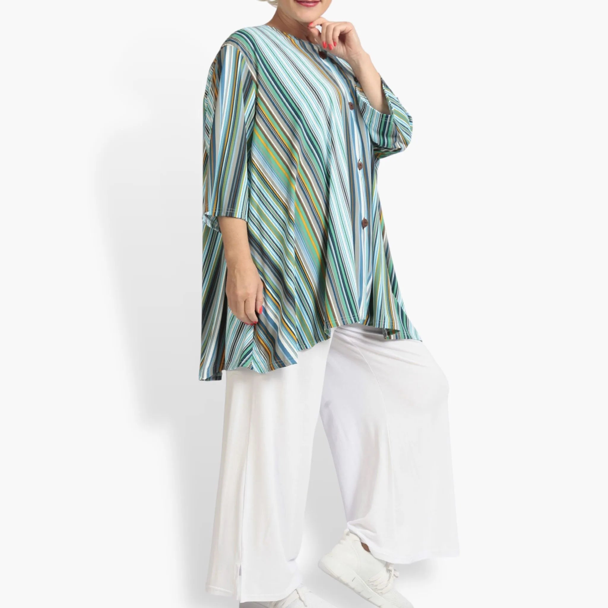 Summer jacket in A-shape made of stretcher Slinky quality, River in blue