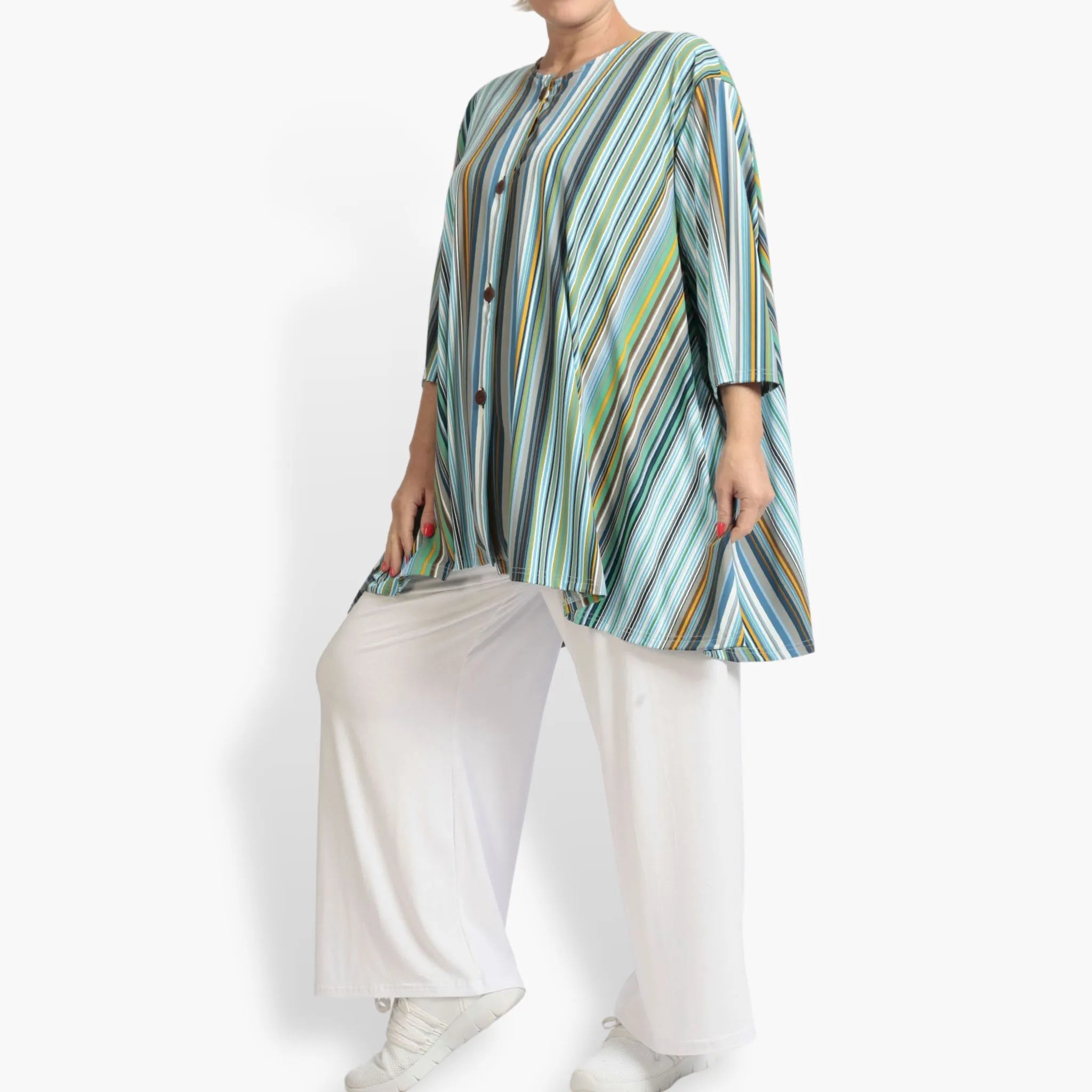 Summer jacket in A-shape made of stretcher Slinky quality, River in blue