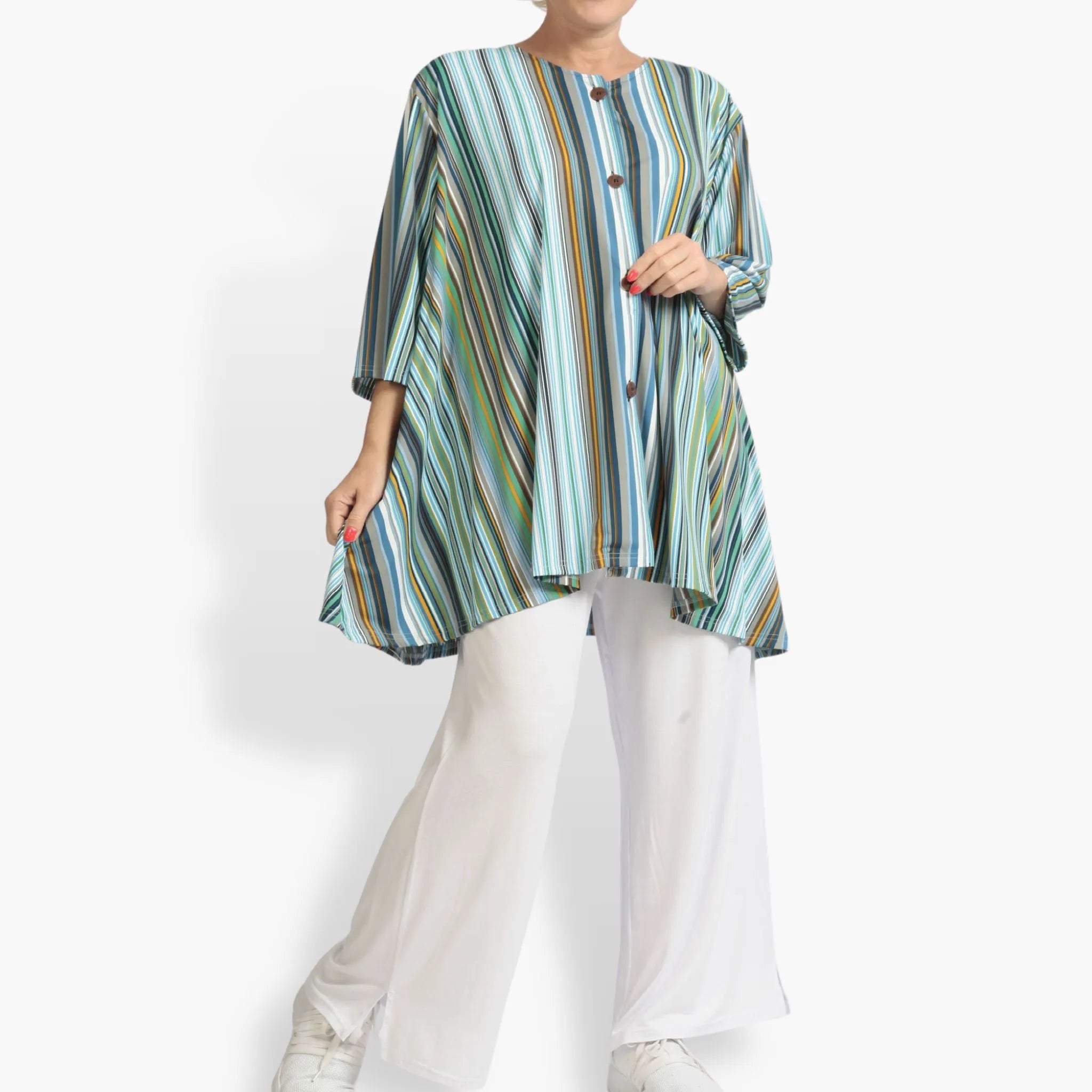Summer jacket in A-shape made of stretcher Slinky quality, River in blue