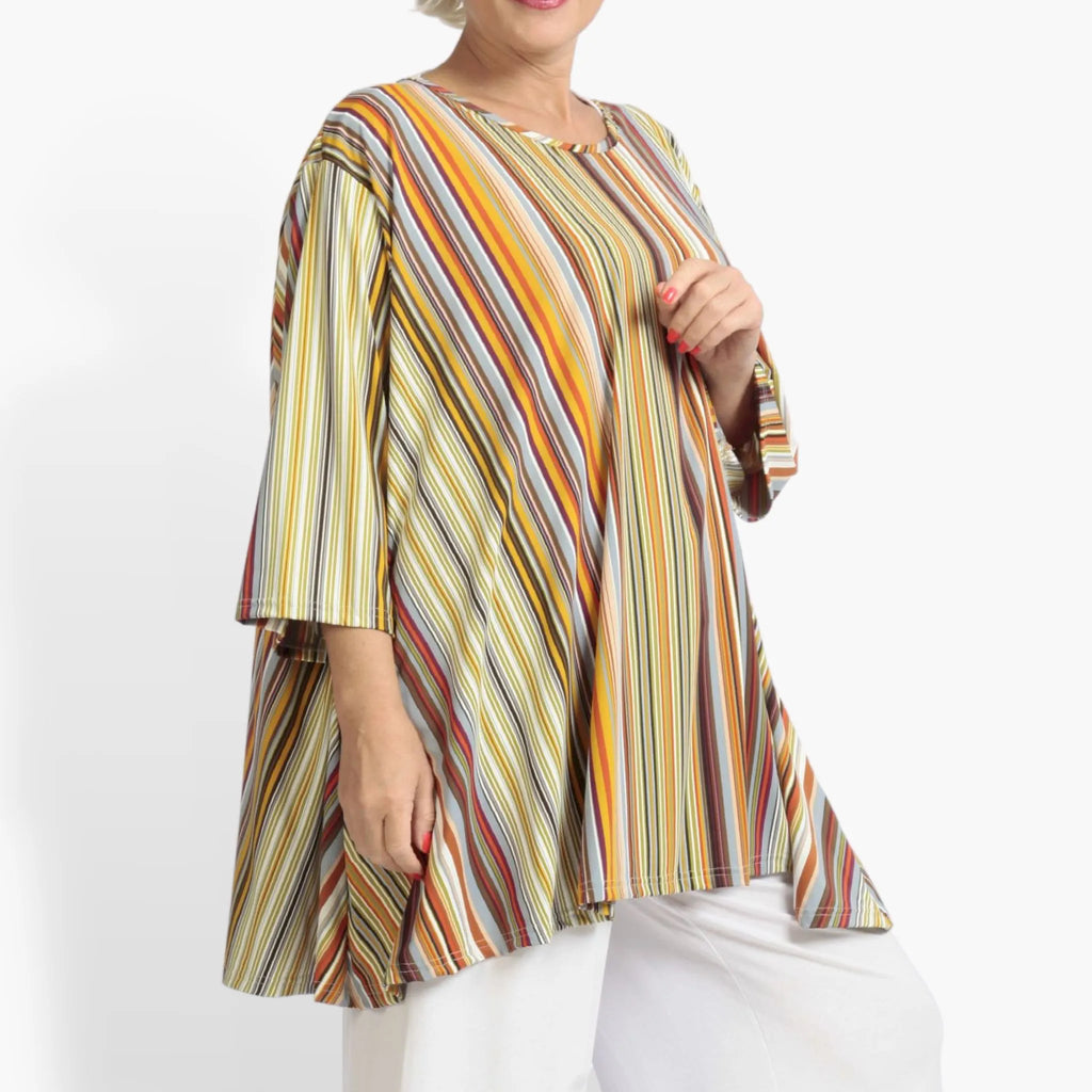 Sommer Big Shirt in A-Form aus stretcher Slinky Qualität, River in Cognac