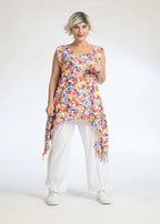 Summer top in a pointed shape made of light linen look quality, Nami in red-blue