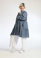 Summer shirt in A-shape made of light poplin quality, Olivia in denim blue