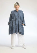 Summer shirt in A-shape made of light poplin quality, Olivia in denim blue