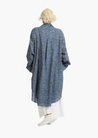 Summer blouse with a rounded shape made of light poplin quality, Olivia in denim blue