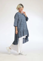 Summer big shirt in a mullet shape made of light poplin quality, Olivia in denim blue