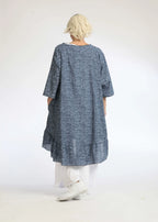 Summer big shirt in a mullet shape made of light poplin quality, Olivia in denim blue