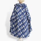 Summer coat in a rounded shape made of airy poplin quality, Arabella in blue-gray