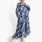 Summer coat in a rounded shape made of airy poplin quality, Arabella in blue-gray