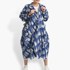 Summer coat in a ruffled shape made of airy poplin quality, Arabella in blue-gray