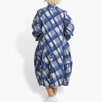 Summer coat in a ruffled shape made of airy poplin quality, Arabella in blue-gray