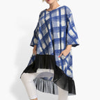 Summer big shirt in a rounded shape made of airy poplin quality, Arabella in blue-gray