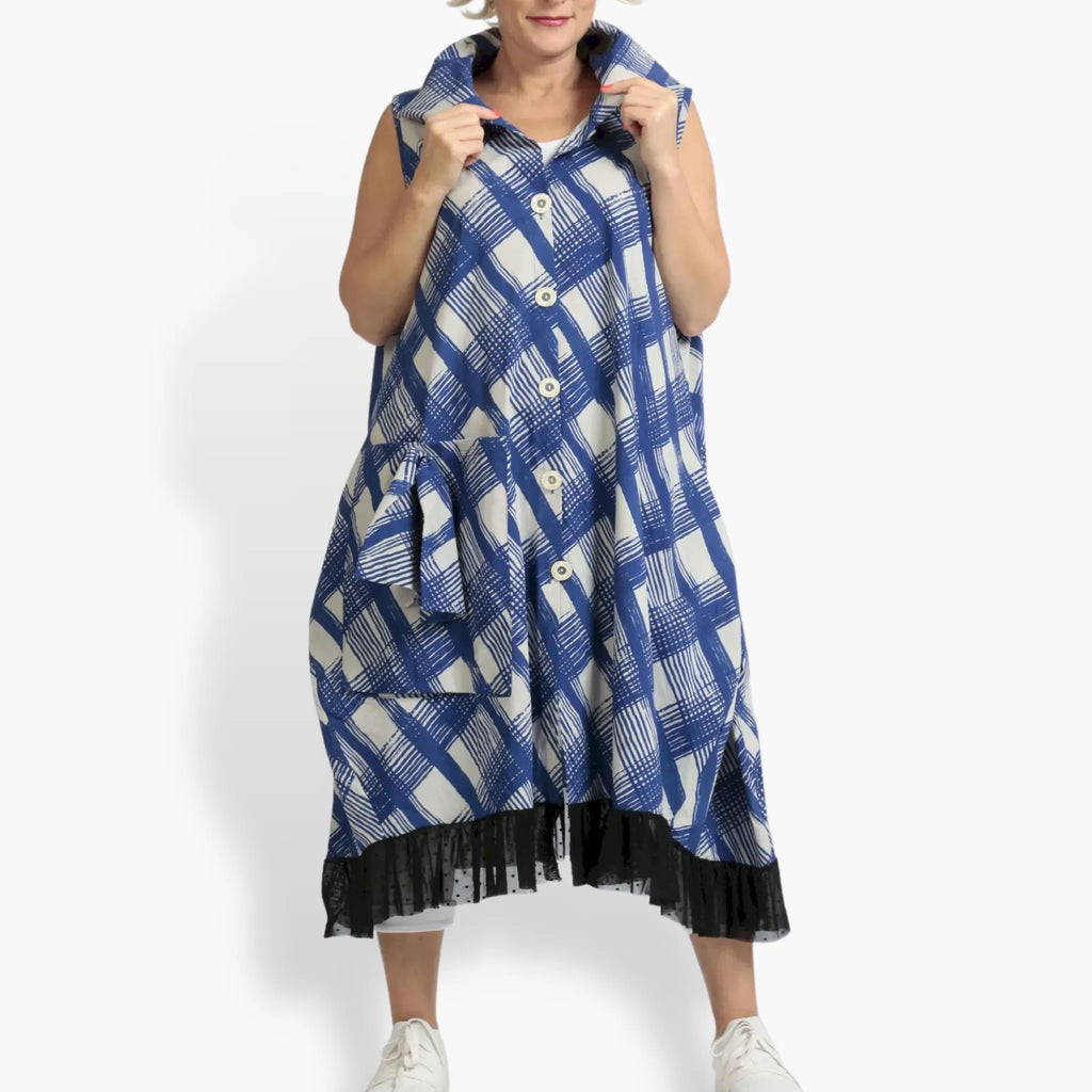 Summer vest in a straight shape made of airy poplin quality, Arabella in blue-gray