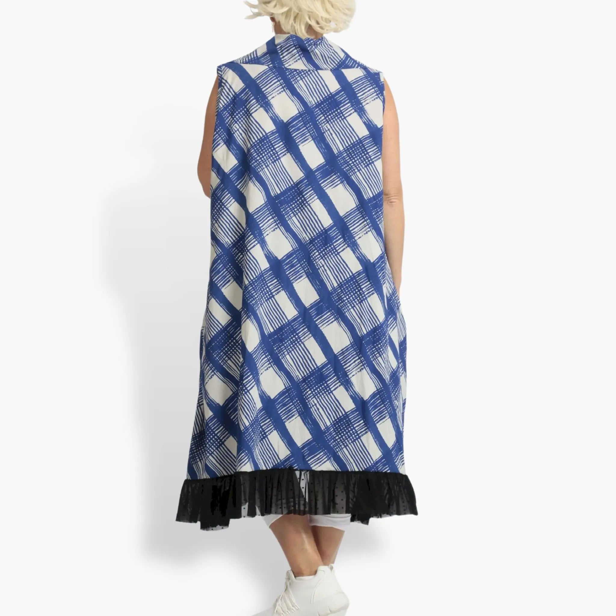 Summer vest in a straight shape made of airy poplin quality, Arabella in blue-gray