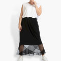 Summer skirt in a straight shape made of airy tulle quality, Arabella in blue-black