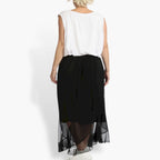 Summer skirt in a straight shape made of airy tulle quality, Arabella in blue-black
