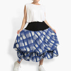 Summer skirt in balloon shape made of airy poplin quality, Arabella in blue-gray