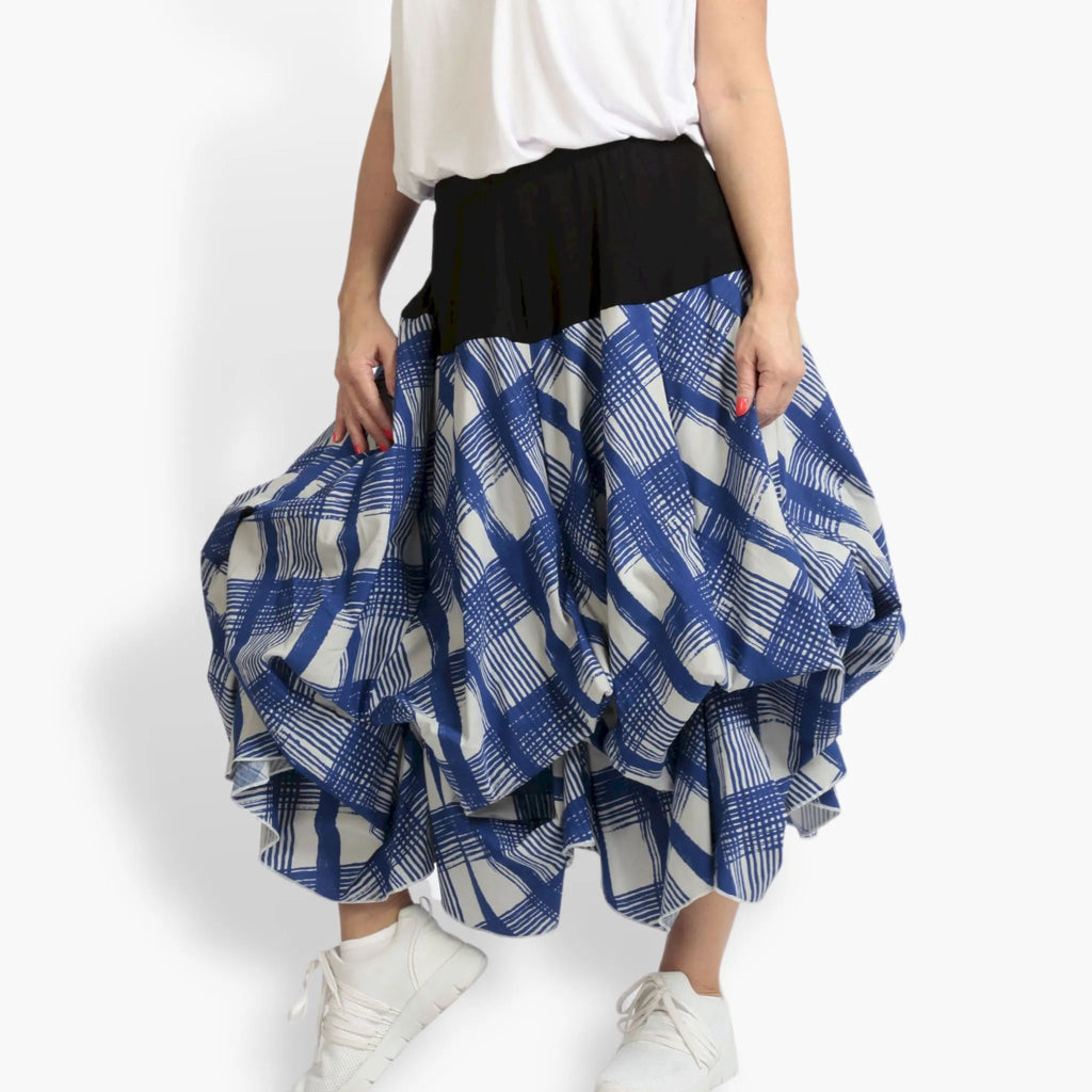Summer skirt in balloon shape made of airy poplin quality, Arabella in blue-gray