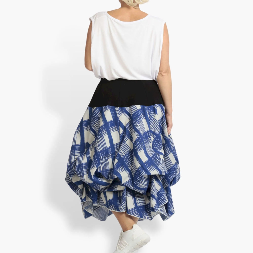 Summer skirt in balloon shape made of airy poplin quality, Arabella in blue-gray