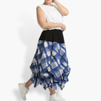 Summer skirt in balloon shape made of airy poplin quality, Arabella in blue-gray