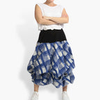 Summer skirt in balloon shape made of airy poplin quality, Arabella in blue-gray